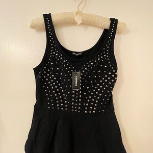 NEW Express Black Peplum Style Top with Silver Accents